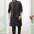 Black  art silk kurta jacket set for men
