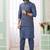 Blue  art silk kurta jacket set for men