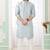 Blue  art silk kurta jacket set for men