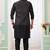 Black  art silk kurta jacket set for men