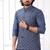 Blue  art silk kurta jacket set for men