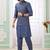 Blue  art silk kurta jacket set for men