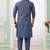 Blue  art silk kurta jacket set for men