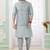Grey  art silk kurta jacket set for men