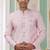 Pink banarasi jacquard semi indo for men