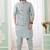 Grey  art silk kurta jacket set for men