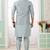 Grey  art silk kurta jacket set for men