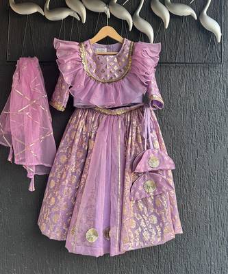Lavendar embroidered organza lehenga set 1