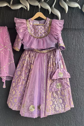 Lavendar embroidered organza lehenga set