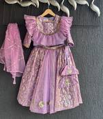 Lavendar embroidered organza lehenga set