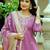 Lavender viscose chanderi silk thread embroidered with beads work with printed dupatta kurta pant set