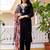 Black viscose chanderi thread embroidered with beads work with printed dupatta kurta pant set