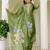 Mehendi shimmer organza print with thread embroidery work kurta pant set