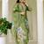 Mehendi shimmer organza print with thread embroidery work kurta pant set
