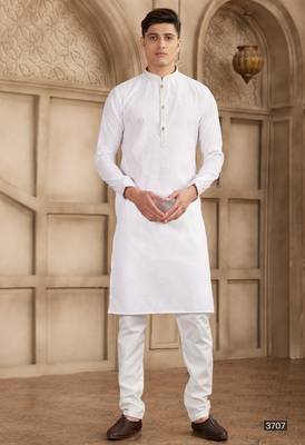 off white art silk kurta pajama set for men 1