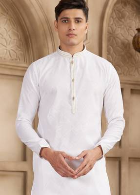off white art silk kurta pajama set for men 2