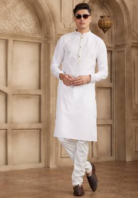 off white art silk kurta pajama set for men 3
