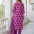 Wine cotton blend printed kurta pant set