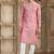 Peach art silk kurta set for men