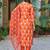 Orange cotton blend printed kurta pant set