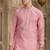 Peach art silk kurta set for men