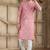Peach art silk kurta set for men