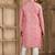 Peach art silk kurta set for men