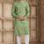 Green art silk kurta set for men
