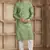 green art silk kurta pajama set for men