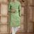 Green art silk kurta set for men