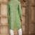 Green art silk kurta set for men