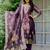 Purple shimmer organza jacquard woven with print kurta pant set