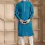 blue art silk kurta pajama set for men