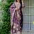 Purple shimmer organza jacquard woven with print kurta pant set