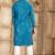 Blue art silk kurta set for men