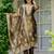 Brown shimmer organza jacquard woven with print kurta pant set