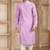Purple art silk kurta set for men
