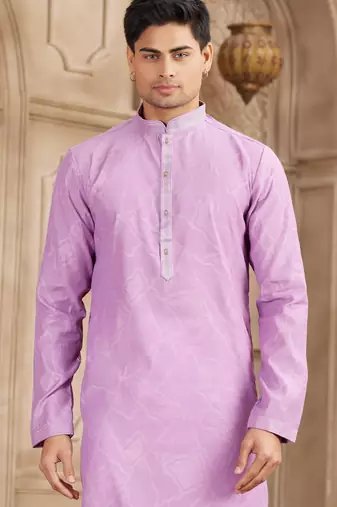 purple art silk kurta pajama set for men