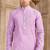 Purple art silk kurta set for men