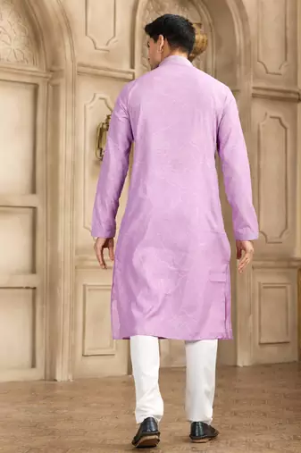 purple art silk kurta pajama set for men