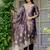 Purple shimmer organza jacquard woven with print kurta pant set
