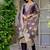 Purple shimmer organza jacquard woven with print kurta pant set