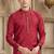Maroon art silk kurta set for men