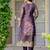 Purple shimmer organza jacquard woven with print kurta pant set