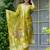 Lemon shimmer organza jacquard woven with print kurta pant set