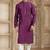 Magenta art silk kurta set for men