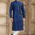 Blue art silk kurta set for men