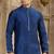 Blue art silk kurta set for men