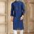 Blue art silk kurta set for men