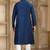Blue art silk kurta set for men
